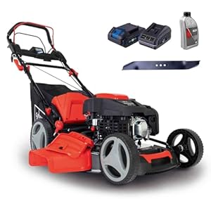 Scheppach Tondeuse à Gazon Hybride MS225-53E – Moteur 4 Temps 224 cm3 / 6 CV – Largeur de Coupe 53 cm – Bac 65 L – Batterie 2Ah + Chargeur Inclus (avec Huile Moteur + Lame supplémentaire)