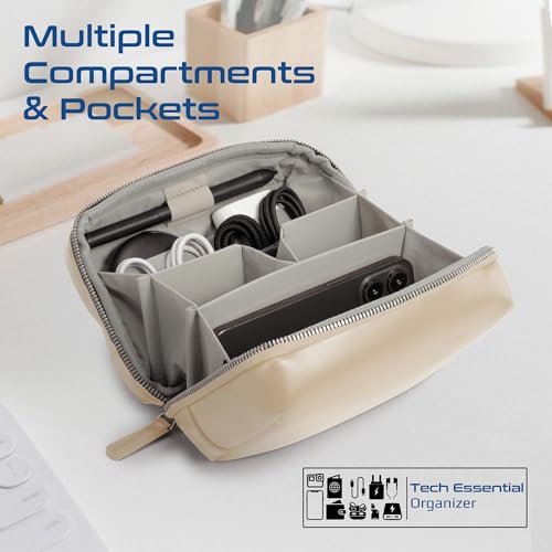 بروميت شنطة تنظيم صغيرة متعددة الوظائف مع جيوب متعددة، هيكل موثوق من البولي يوريثين المقاوم للماء، خفيفة الوزن ومحمولة وصغيرة الحجم، بيج