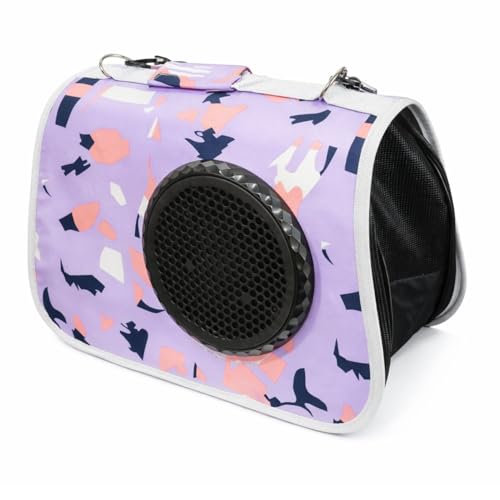Image of Cawypety Cat Backpack Carrier, Breathable Cat Carrier Pet Backpack for Kitty Small Dog Up to 15Lbs, Transparent & Foldable Pet Carrier for Travel Hiking (Purple, Window)
