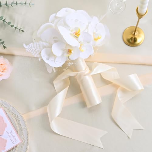 Image of Double Face Nude Satin Ribbon 2 Inch x 25 Yards Polyester Ribbon for Gift Wrapping Easter Weddings Party Decorations Hair Bows Invitations