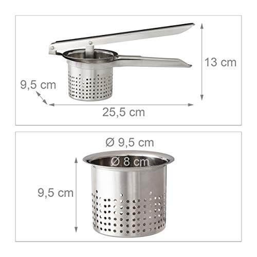 Relaxdays Aardappelpers roestvrij staal, vaatwasmachinebestendig, spätzlepers, pers voor spaghettiijs, ijspers… - Image 5