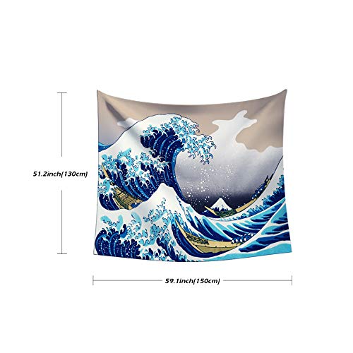 LIGICKY Wandtapijt Wanddoek Hippie Wandtapijt Ukiyoe Hokusai The Great Wave Off Kanagawa Wandbehang Picknickdeken… - Afbeelding 8