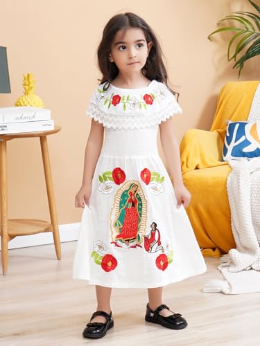 Image of Mexican Dress for Girls Traditional Vestidos Mexicanos Cinco de Mayo Embroidered Dresser Toddler Kids