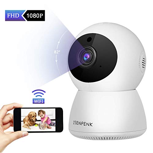 Preisvergleich Produktbild WiFi-Überwachungskamera, ISENPENK WLAN IP Kamera 1080P HD Nachtsicht 360 ° Bewegungserkennung Innenmonitor für Baby Haustier Home / Büro, Geschäft, Lager Security Verwendung