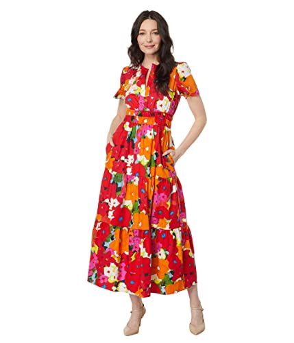 Image of Maggy London Women's Stretch Cotton Poplin Tiered Maxi