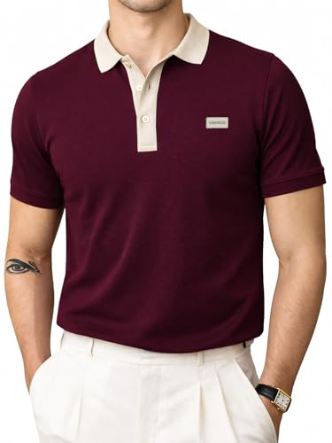 Image of Veirdo Men's Polo T-Shirt Regular Fit, Half Sleeve Contrast Collar Tee, Solid Color Summer Wear, Comfortable Travel, Casual & Office Styling (Sizes S-2XL)
