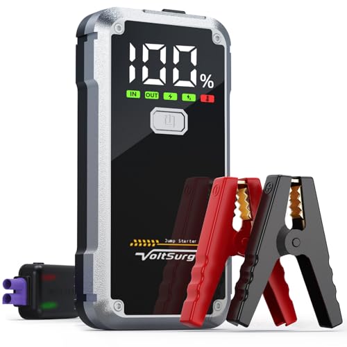 6000A Car Jump Starter, Battery Jumper Starter Portable 12V Jump Box for Up to 7.0L Gas & 5.5L Diesel Engines, Car Battery Charger with LCD Display, LED Flashlight & Battery Booster Cable