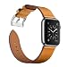 Produktbild Arktis Lederarmband kompatibel mit Apple Watch (Apple Watch Ultra 1/2 49 mm) (Series 7 8 9 45 mm) (Series SE 6 5 4 44 mm) (Series 3 2 1 42 mm) Wechselarmband [Echtleder] - Hellbraun