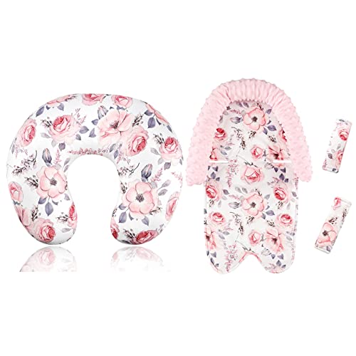Soporte de Cabeza para Asiento de Bebé y Funda de Almohada Rosa Floral miniatura 1
