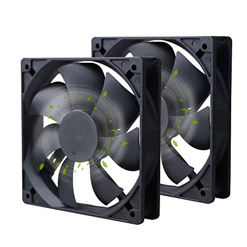 2-Pack 120mm PC Computer Fans DC 12V Computer Fan Dual Ball 120mm x120mm x 25mm 2 Pin High Performance Cooling Fan 3000RPM