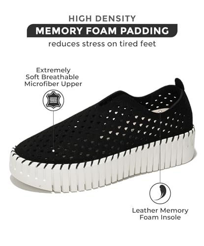 Project Cloud Platform Loafers for Women - Lightweight Spring Shoes for Women - Slip-On Casual Shoes - Non Slip Fashion Sneakers - Leather Insole Womens Footwear (Daffodil, Black, 6.5)3