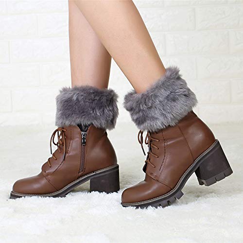 Image of Women Winter Faux Fur Boot Cuff Crochet Knit Boots Socks Short Leg Warmers