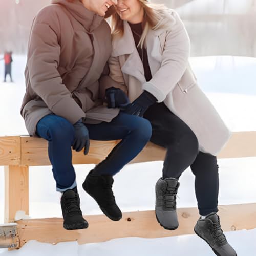 Men's Winter Snow Boots, Warm Fur Lined Winter Boots, Waterproof Hiking Ankle Boots (Black,US 12.5)4