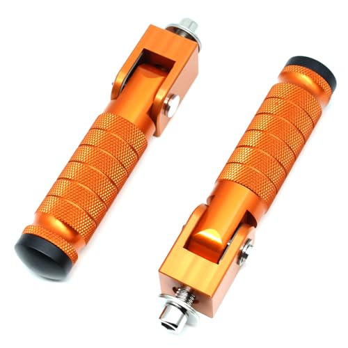 Image of Orange Motorcycle Bicycle Folding Foot Pegs 90 Degree Foldable Electric Motorbike Ebike For Super73 S2 /ZX /RX /R /S Passenger Footrests Rearsets Rear Set Footpegs foot Rest Pedals M8 Install Bolts