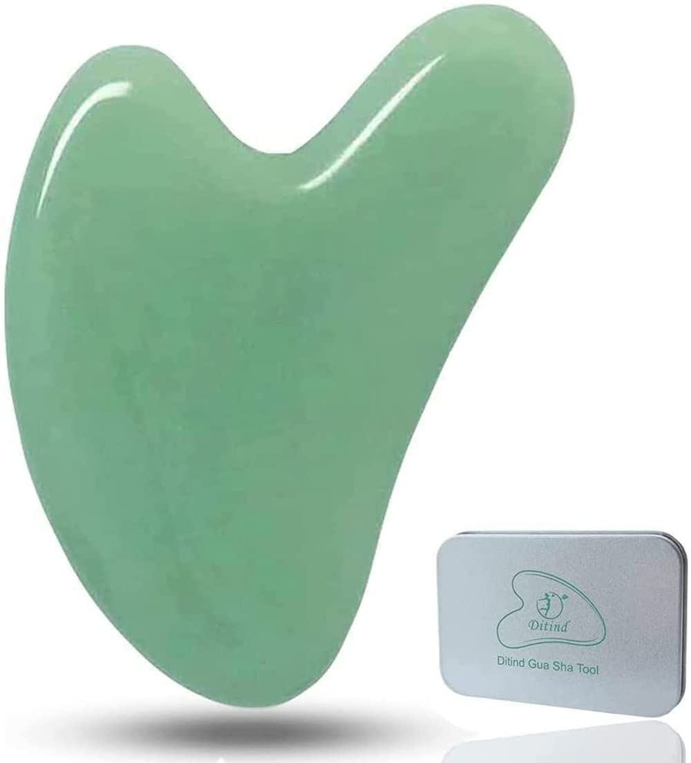 Ditind Gua Sha Jade Stone Gua Sha Massage Tool Guasha Tool for Face and Body Skin Massage Gua