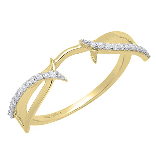 Dazzlingrock Collection Round White Diamond Guard Enhancer Wedding Band for Women (0.15 ctw, Color I-J, Clarity I1-I2) in 14K Solid Gold