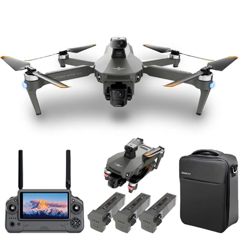 X Verse KF100MAX Drone con cámaras 4K HD EIS, control remoto de pantalla, RC 6 km, cardán de 3 ejes, prevención de obstáculos 360d, cuadricóptero plegable profesional para adultos, 3 baterías