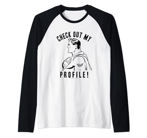 Image of DC Originals Superman Check Out My Profile Raglan Baseball Tee