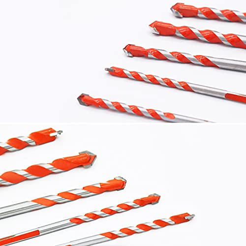Wemay Conjunto de brocas Furadeira multifuncional de torção 5 PCS para telha de concreto, tijolo cer
