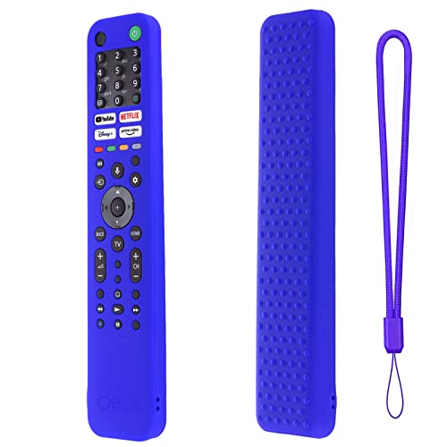 Image of Oboe Silicone Full Wrap RMF-TX520P Case for Sony Smart TV Voice Remote A80J X80J X85J X90J X95J - Shockproof Protective Cover With Loop (Blue)