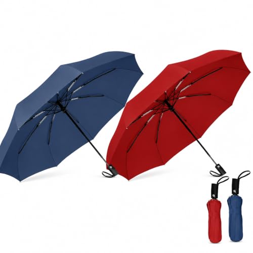 Image of QONETIC Portable Auto Open Close Travel Umbrella for Men & Women, Windproof Folding Umbrella for Rain, Compact Waterproof Umbrella, Lightweight 3 Fold Design for Daily Travel & Office Use