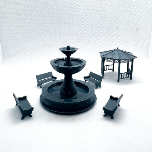 Yao's Studio 1/87 HO Scale 3D Printed Gazebo Fountain Railroad Park