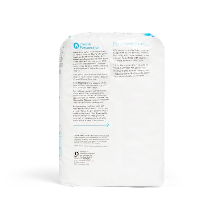 So Phresh Leak Guard - Pañales desechables para mascotas, talla XL/XXL, 12 unidades