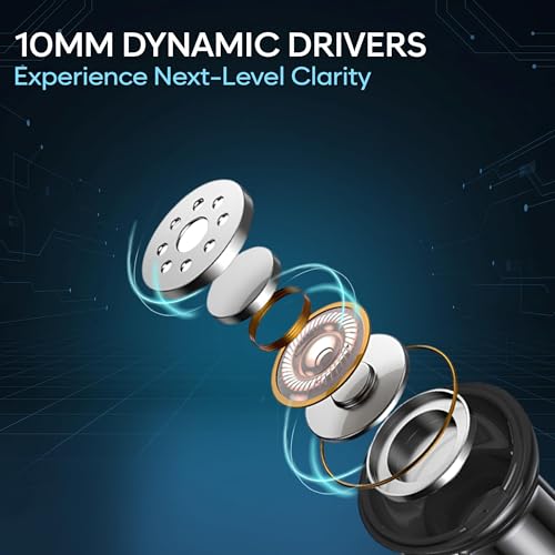 Image of Earphone Neckband Bluetooth 5.3 with 20+Hrs Playtime, 10mm Dynamic Driver, Type C Charging, Voice Assistant Bluetooth Neckband Headphone - Black