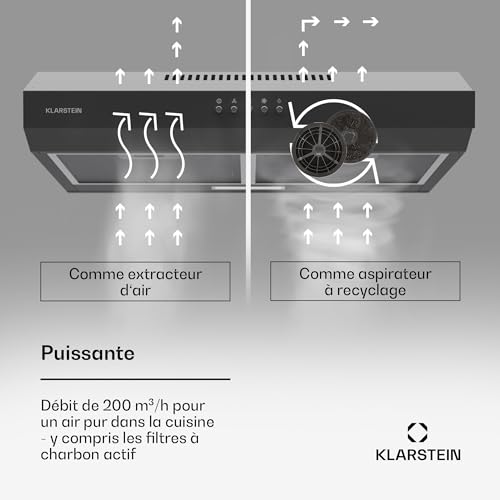 Hotte aspirante KLARSTEIN Contempo 60 200 m³h Silencieuse LED - vue 4