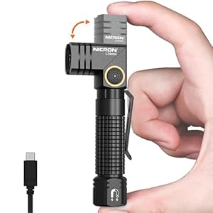 NICRON EDC Flashlight Rechargeable, 90 Degree Flashlight with Magnet 400 High Lumens L74 Mini Flashlight Compatiable with AAA Battery Pocket Penlight for Night Working, Camping, Outdoor, Emergency
