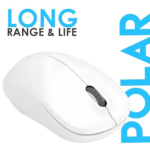 Image of Electro Wolf Polar Wireless 2.4G Optical Mouse with 12-Months Battery Life, Ambidextrous, USB Receiver for Notebook, Laptop, Computer, MacBook, Windows, MacOS (Polar)