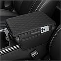 JJNIENUS Mittelkonsole Auto Armlehnenschoner Für Hyundai I10 I20 I30 I40 IX20 IX35 Tucson Kona EV, Leder armlehnenauflage Mit 2 Organizer Taschen Multifunktional Universal Innenraum Schutz ZubehöR