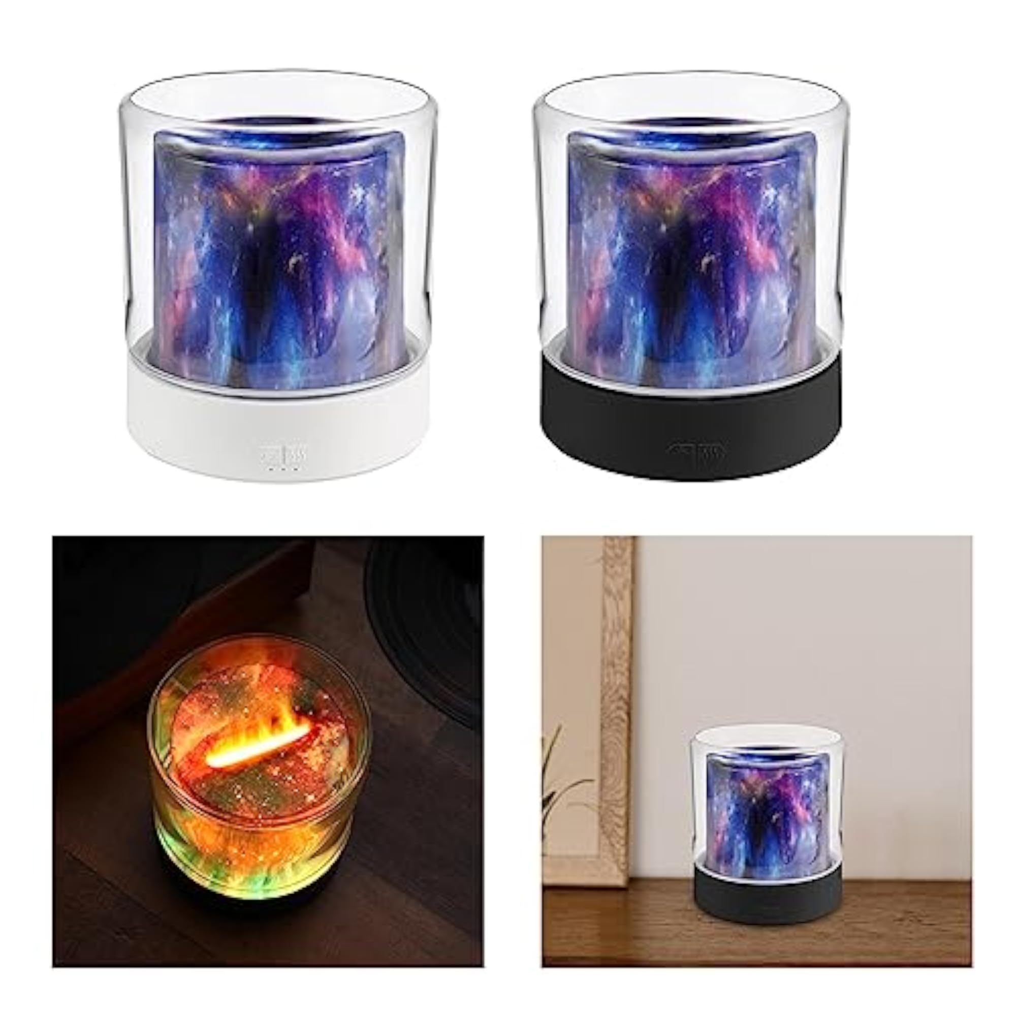 Flame Diffuser Humidifier USB Colorful Flame with Timer