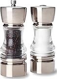 Olde Thompson Brushed Nickel Plated Crown-Pepper Mill & Salt Shaker Set, 7