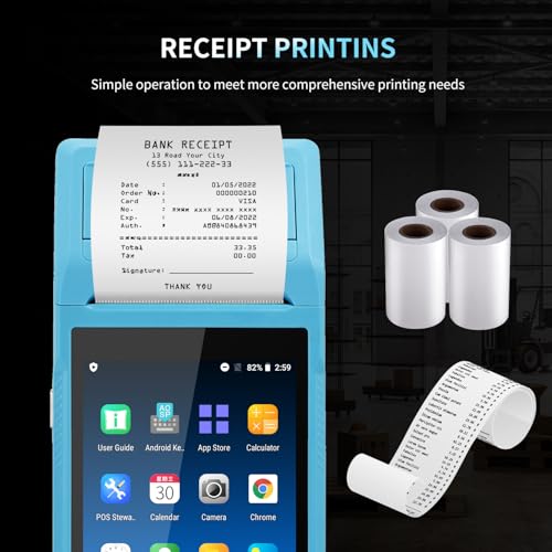 جهاز نقاط البيع المحمول PDA بنظام أندرويد 11.0 مع طابعة إيصالات جامع بيانات ماسح باركود محمول يدعم البلوتوث USB الواي فاي وBT4.0 ويأتي مزودًا بورقة لفافة من نيتوم، لون أزرق، مقاس 58 ملم × 35 ملم