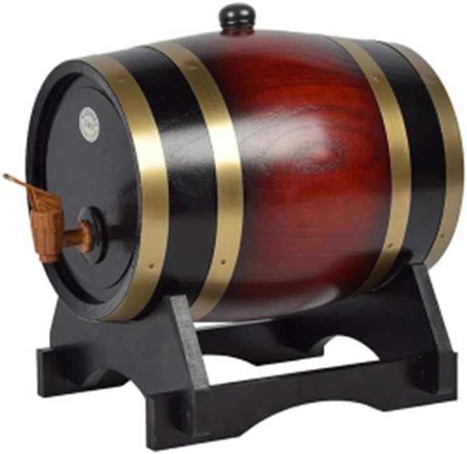 Barril de vino de 3L/5L/10L/15L/20L/30L/50L con almohadilla de aluminio integrada, ideal para vinificación, whisky, cerveza, bourbon, almacenamiento de brandy (incluye estante de vino gratis)