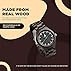 Treehut Black Ebony Wooden Watch for Men with Adjustable Band and Stainless Steel Clasp, Japanese Quartz Analog Watch, Made from Black Ebony Wood
