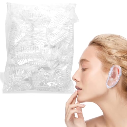 Confezione da 100 Pezzi Copri Orecchie per Doccia Impermeabili, Paraorecchie Monouso per Tinture e Shampoo, Protezione Orecchie per Bambini e Adulti