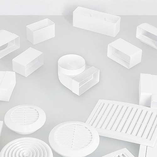 KOTARBAU® Umlenkstück 90° für Lüftungskanal 110 x 55 mm Kunststoff Übergangsstück Ø 100 mm Weiß Kanalverbinder Kanalbogen Abluft Zuluft Winkel Luftkanal Verbindungsstück für Flachkanal Rund-eckig