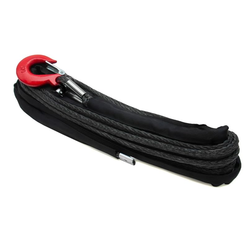 Dragon Winch Câble de Treuil Synthétique 20m 9mm avec Crochet pour Treuils Électriques | Pour utilisation Off-Road, 4x4, Camions | Capacité 8000-14000 lbs | Durable, Robuste | Noir