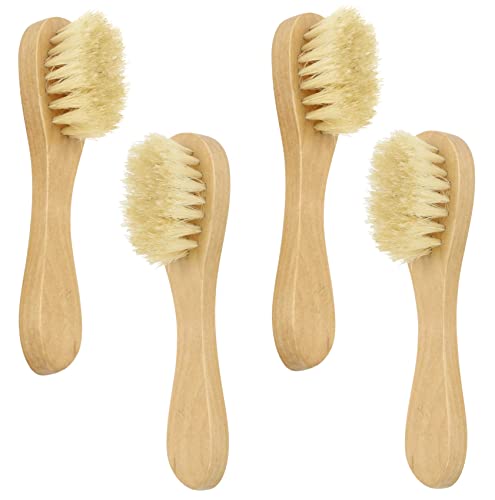 face scrubbing brush - Simple Pampering Cleansing Exfoliating Wood Handle Facial Brush, 4-Pack