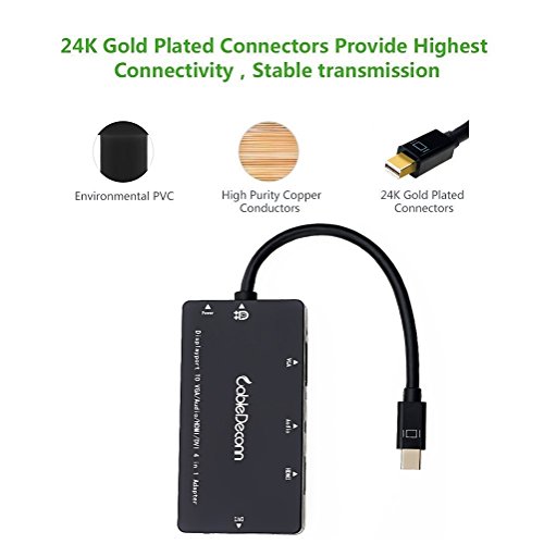 CableDeconn 4-in-1 Mini Displayport (Compatible Thunderbolt) to Hdmi/dvi/vga Adapter Cable with Audio Output Converter
