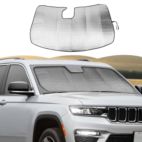 RT-TCZ Para-brisa guarda-sol protetor térmico janela viseira para Jeep Grand Cherokee 2022-2024, prata