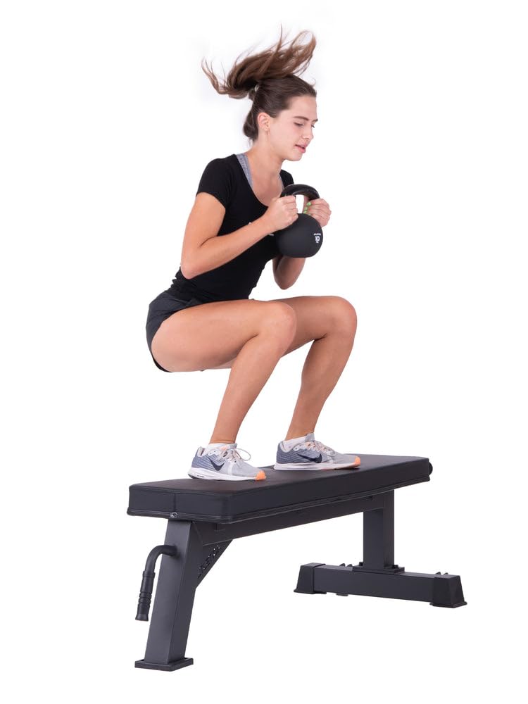 Atletica Panca piatta B1, opzione di storage verticale, qualità professionale, stabile con peso netto di 26 kg, certificato di classe H, materiale: rete