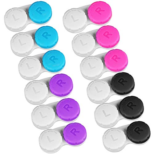 Upgrade 12 Pcs Large Colored Contact Lens Case for Women Men, No Leak
