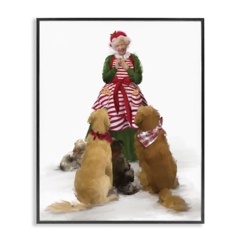 'Joyful Mrs. Claus & Dogs Holiday Christmas'| Framed Giclee Art
