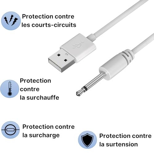 PHONILLICO Lovense Lush Hush Edge Osci Kabel do ładowania kompatybilny - Kabel 80 cm Końcówka pręta 18mm średnica 2,5 mm