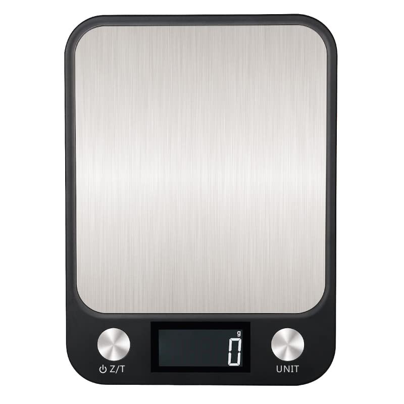 Kitchen Scales Digital Electronic Stainless Steel Weighing Scale with LCD Display for Cooking Baking High-Precision Food,Multifunctional and S(Black-10kg/1g (Black 5kg/1g)