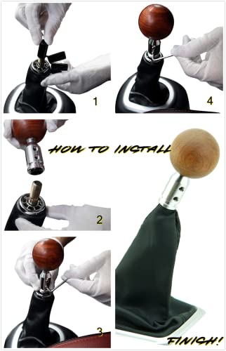 Vivpro Manual Wooden Round Gear Shifter Knob, Handmade Natural Wood Shift Lever Head Car Trim W 4 Adapters For Most Cars, Vv-Car-004 #TOP5
