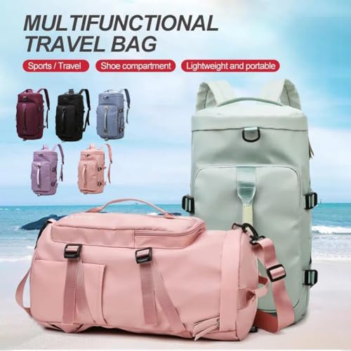 Large Capacity Storage Bag Travel Bag Tote Carry On Duffel Luggage Waterproof Backpack Handbag Oxford Shoulder Women(Green)4